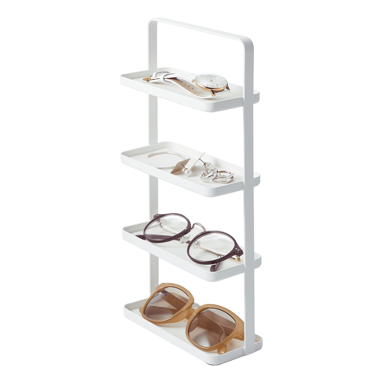 Tower Yamazaki Home 4-Tier Accessory Tray, Jewelry Holder & Storage Organizer, Steel, Handle
