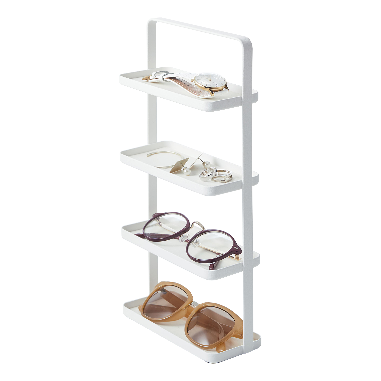 Tower Yamazaki Home 4-Tier Accessory Tray, Jewelry Holder & Storage Organizer, Steel, Handle