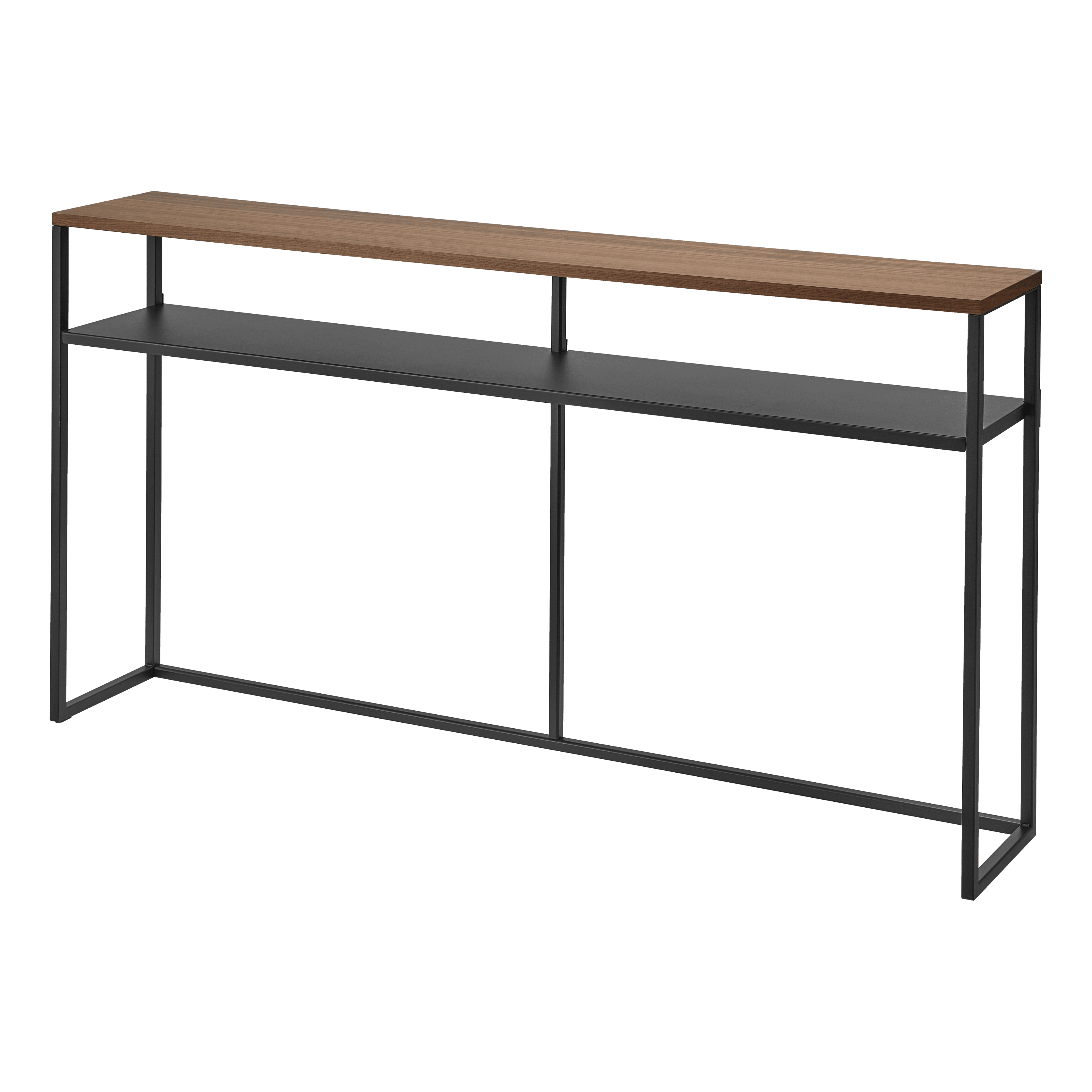 Yamazaki Home Yamazaki Home Tower Long Console Table For Entryway Or Hallways, Narrow Behind Sofa Table With Wooden Top And Metal Shelf - Shelf, 26" - Steel
