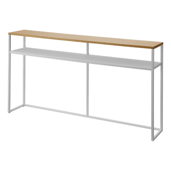Yamazaki Home Tower Long Console Table For Entryway Or Hallways, Narrow Behind Sofa Table With Wooden Top And Metal Shelf - Shelf, 26" - Steel