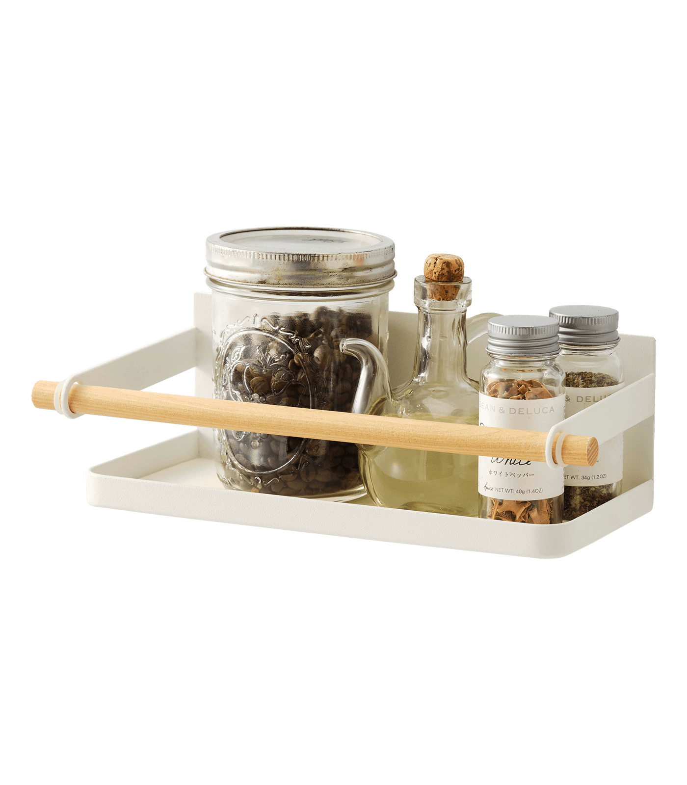 White Magnetic Wall-Mounted Wooden Spice Rack