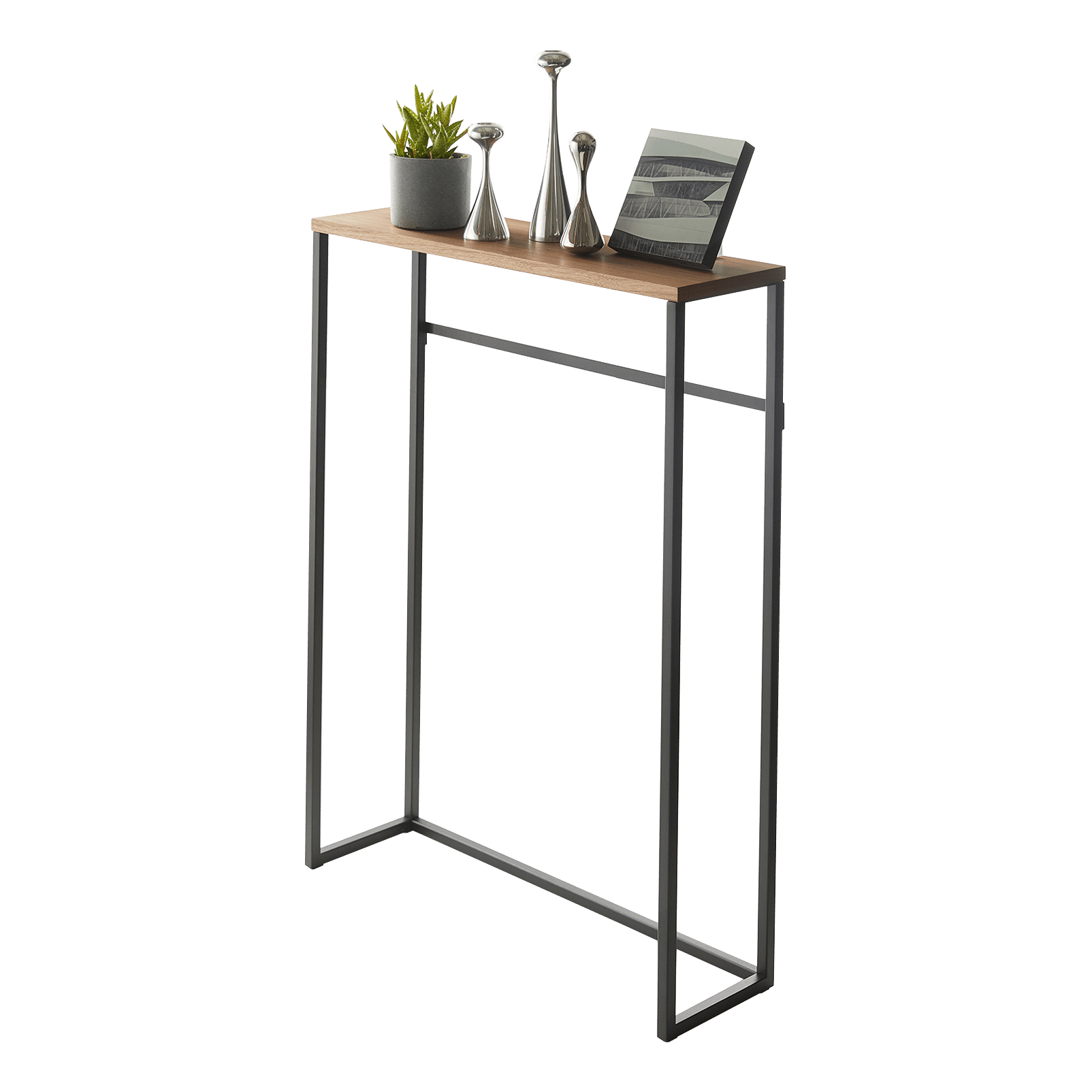 Tower Yamazaki Home Slim Console Table, Narrow Accent Table For Entryway Living Room, Steel + Wood