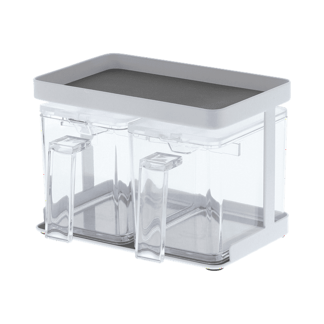 Tower Yamazaki Home Pantry Canisters With Rack, Kitchen Container Storage Organizer, Steel + Plastic