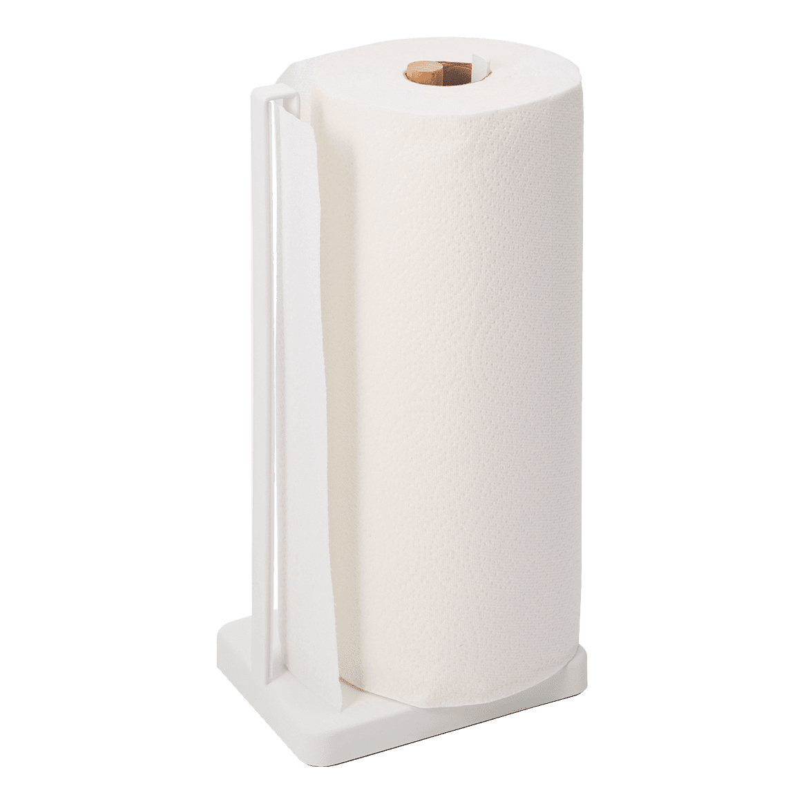 White and Light Wood Steel Paper Towel Holder