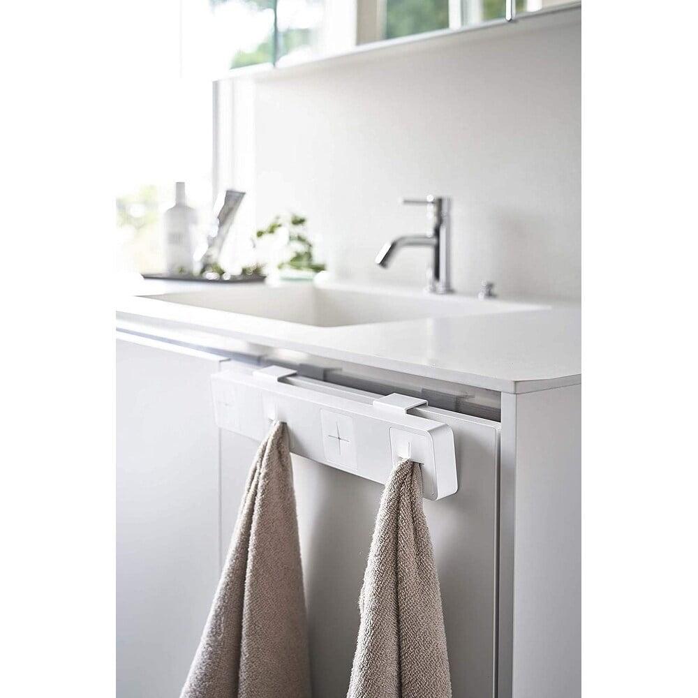 White Wall-Mounted Plastic Towel Holder with Four Slots