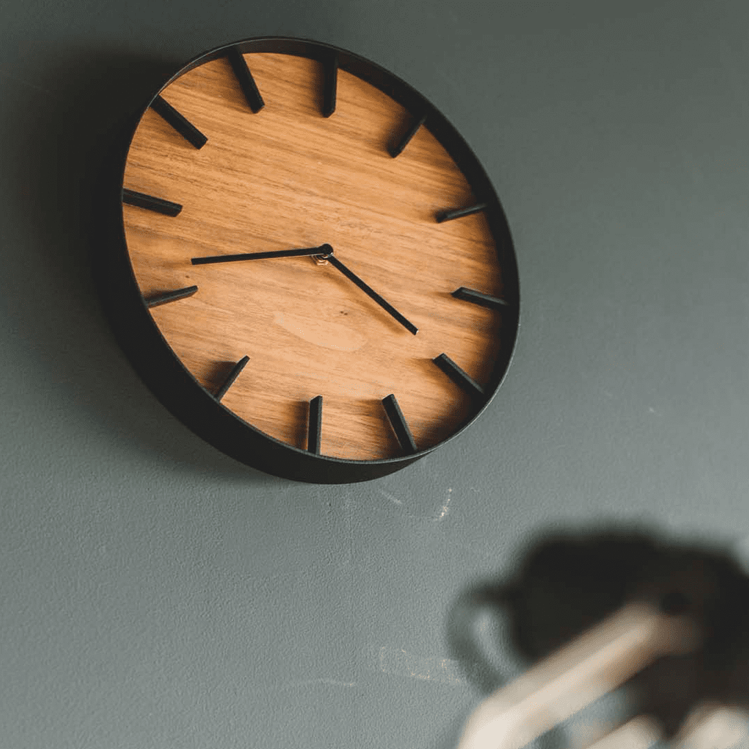 Rin Black Metal and Dark Wood Minimalist Wall Clock