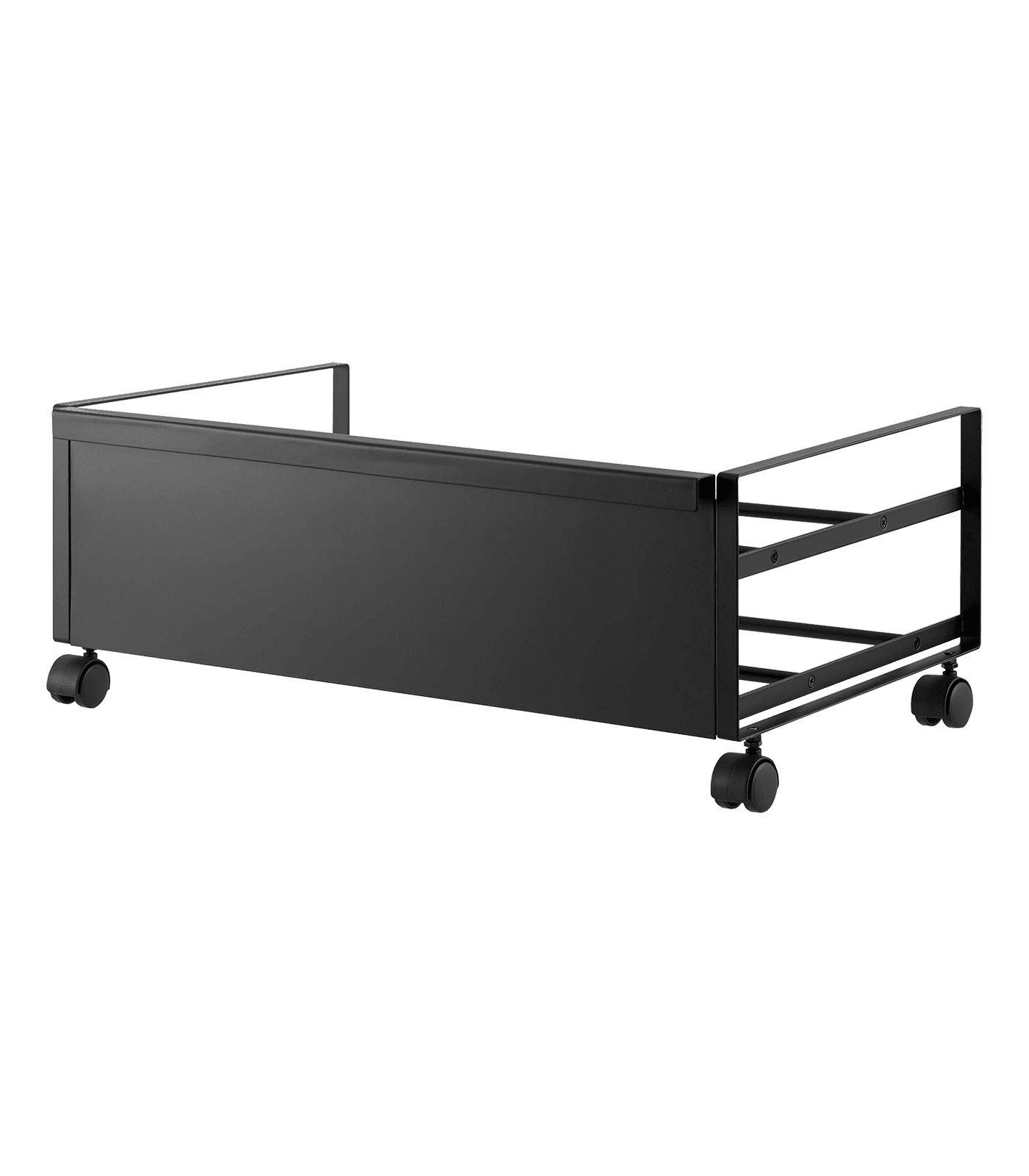 Black Metal Rolling Shoe Rack with Handle and Wheels