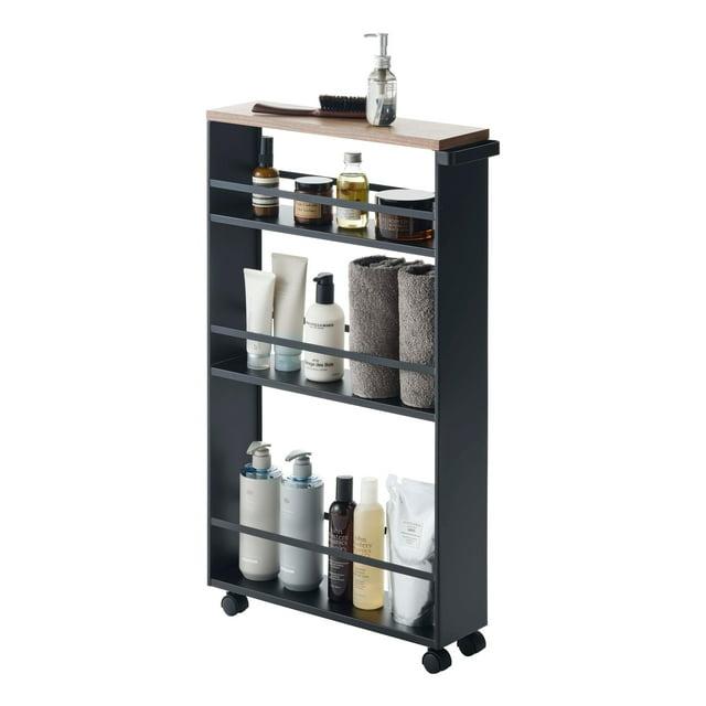 Yamazaki Tower Black Rolling Slim Storage Cart With Handle