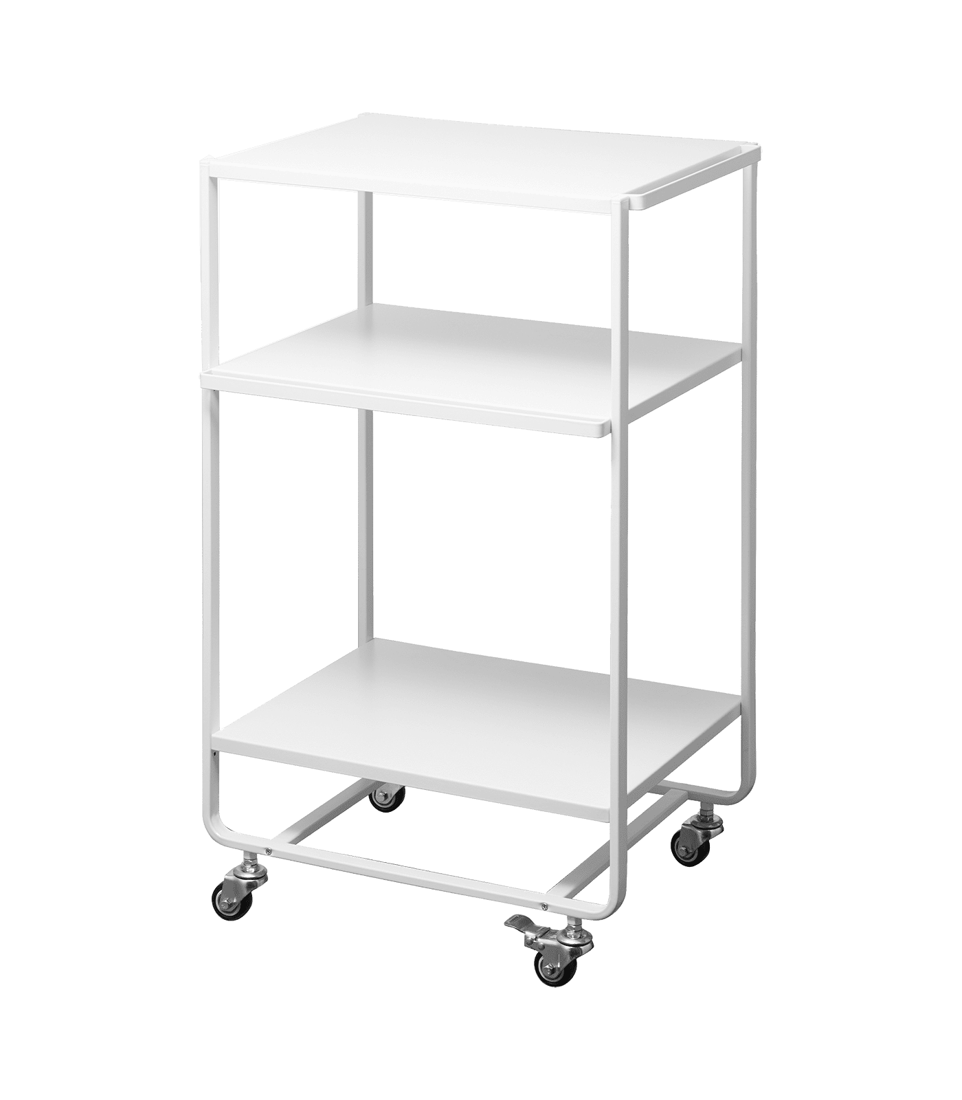 Sleek White 3-Tier Rolling Kitchen Cart with Storage Hooks