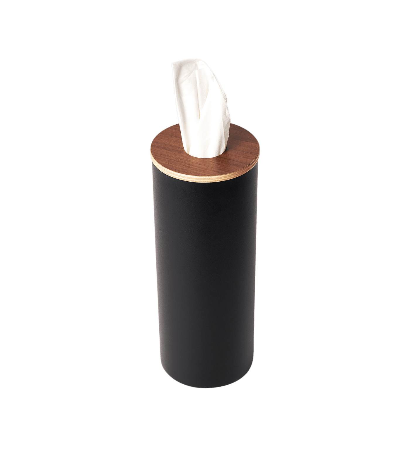 Modern White Steel and Wood Round Tissue Case