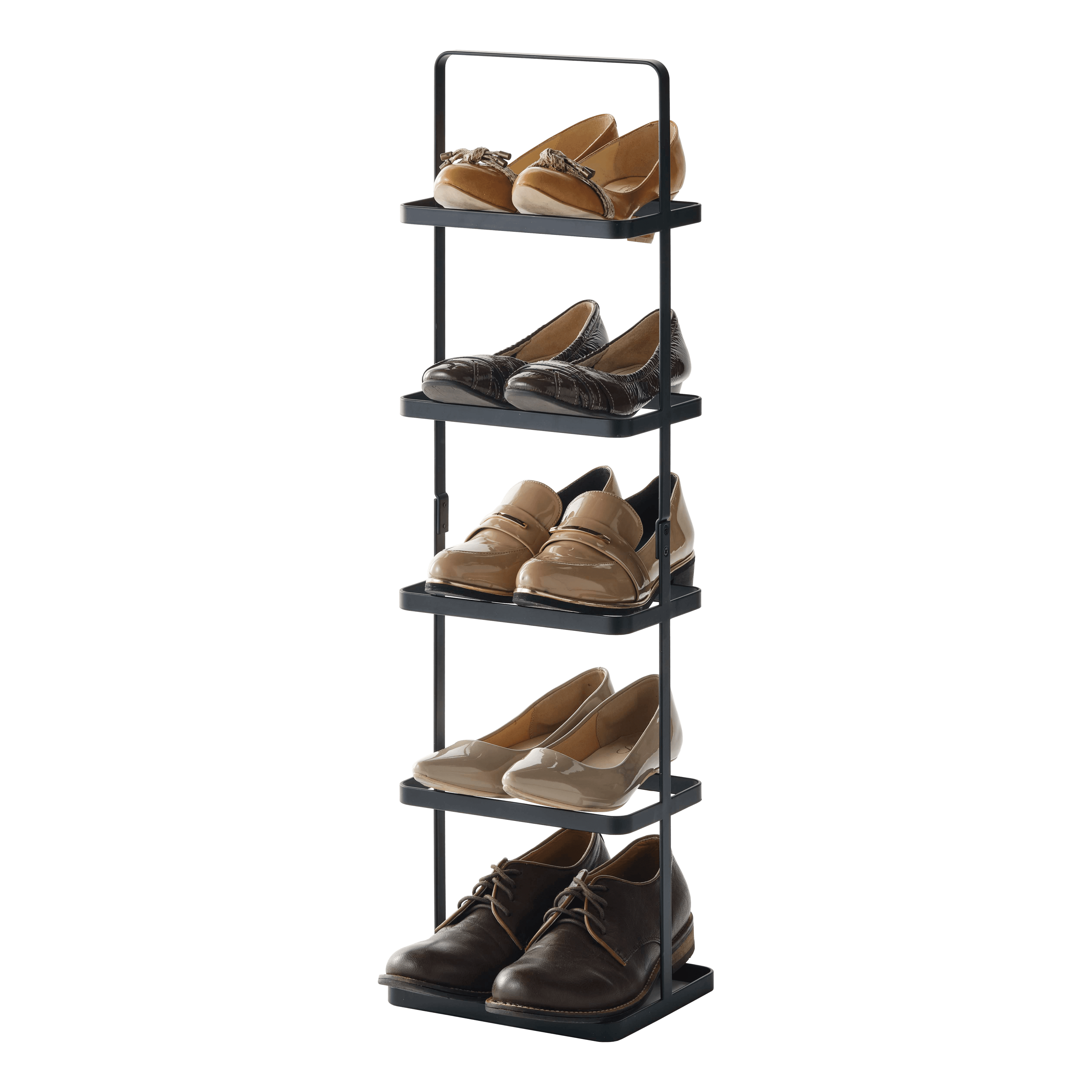 Yamazaki Home Steel Upright 5 Pair Shoe Rack with Handle