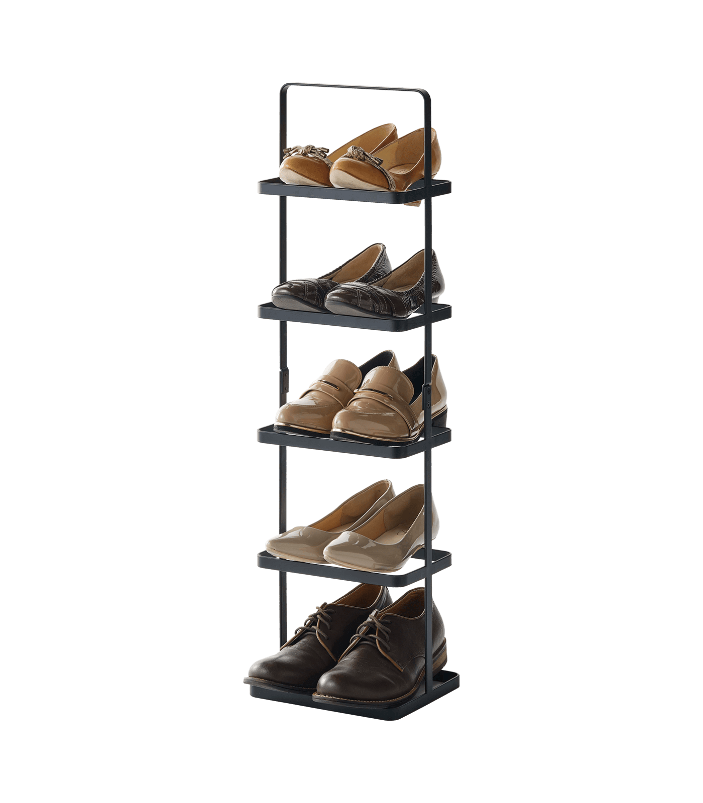 Yamazaki Home Steel Upright 5 Pair Shoe Rack with Handle