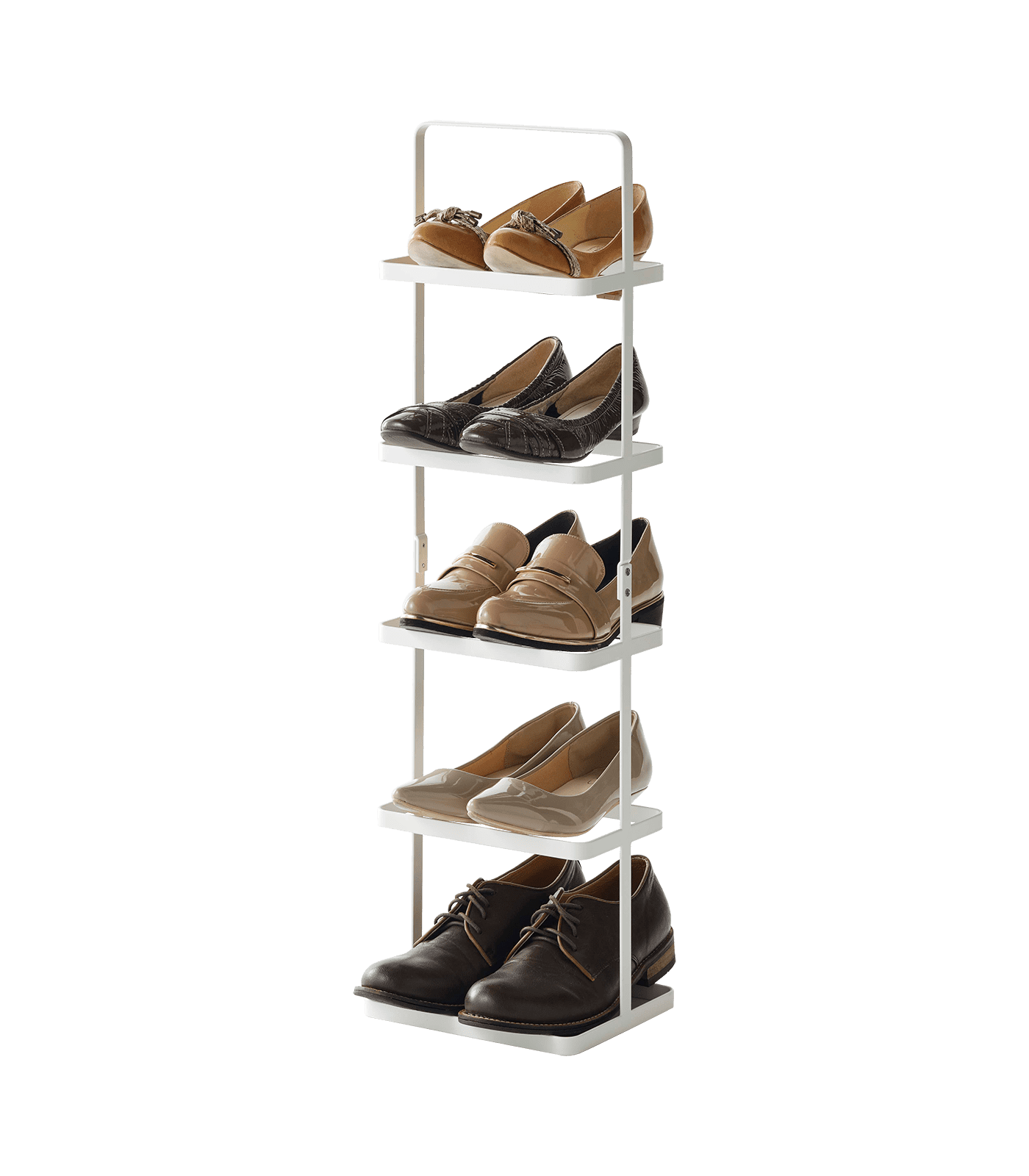 Yamazaki Home Steel Upright 5 Pair Shoe Rack with Handle