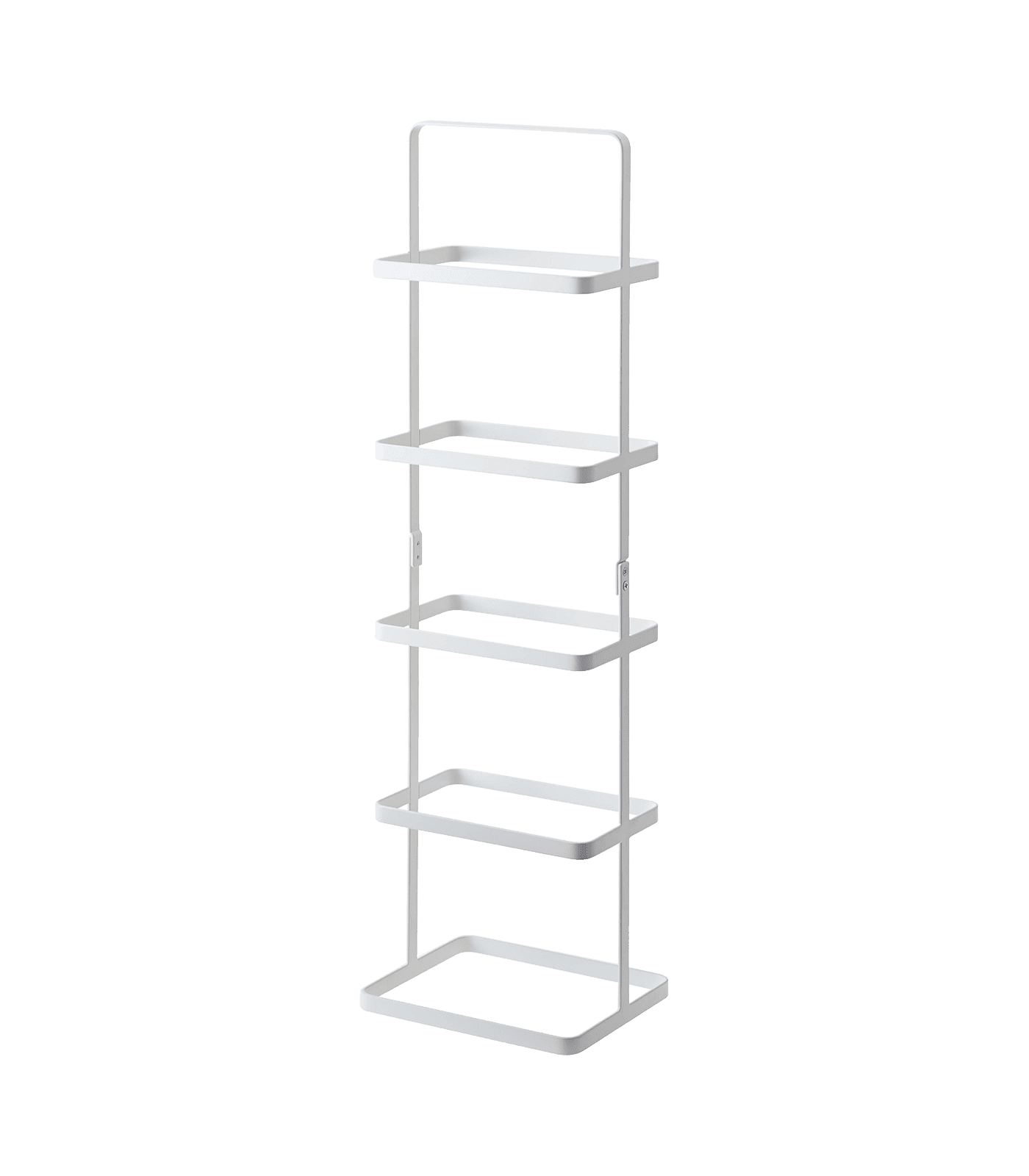 Compact White Metal Shoe Rack, Stackable, 5-Pair Capacity with Handle