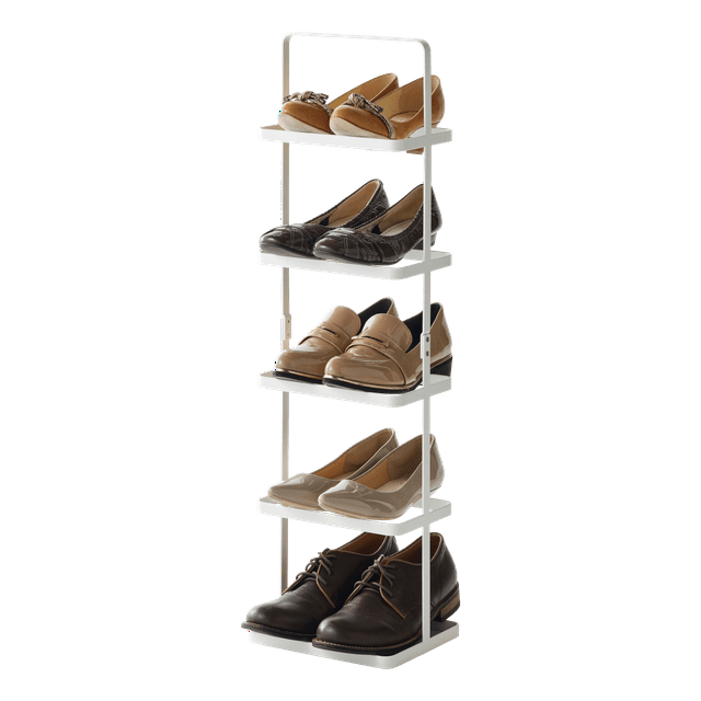 Yamazaki Home Steel Upright 5 Pair Shoe Rack with Handle