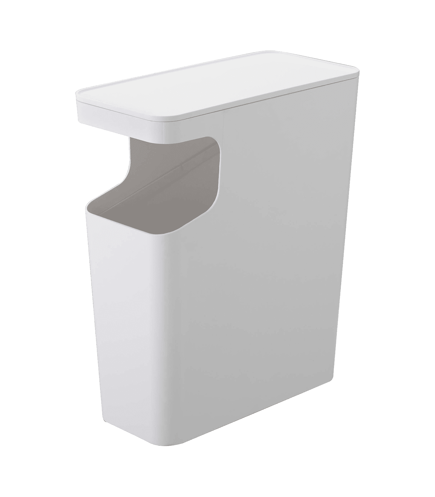 White Plastic Side Table with Built-in Trash Can