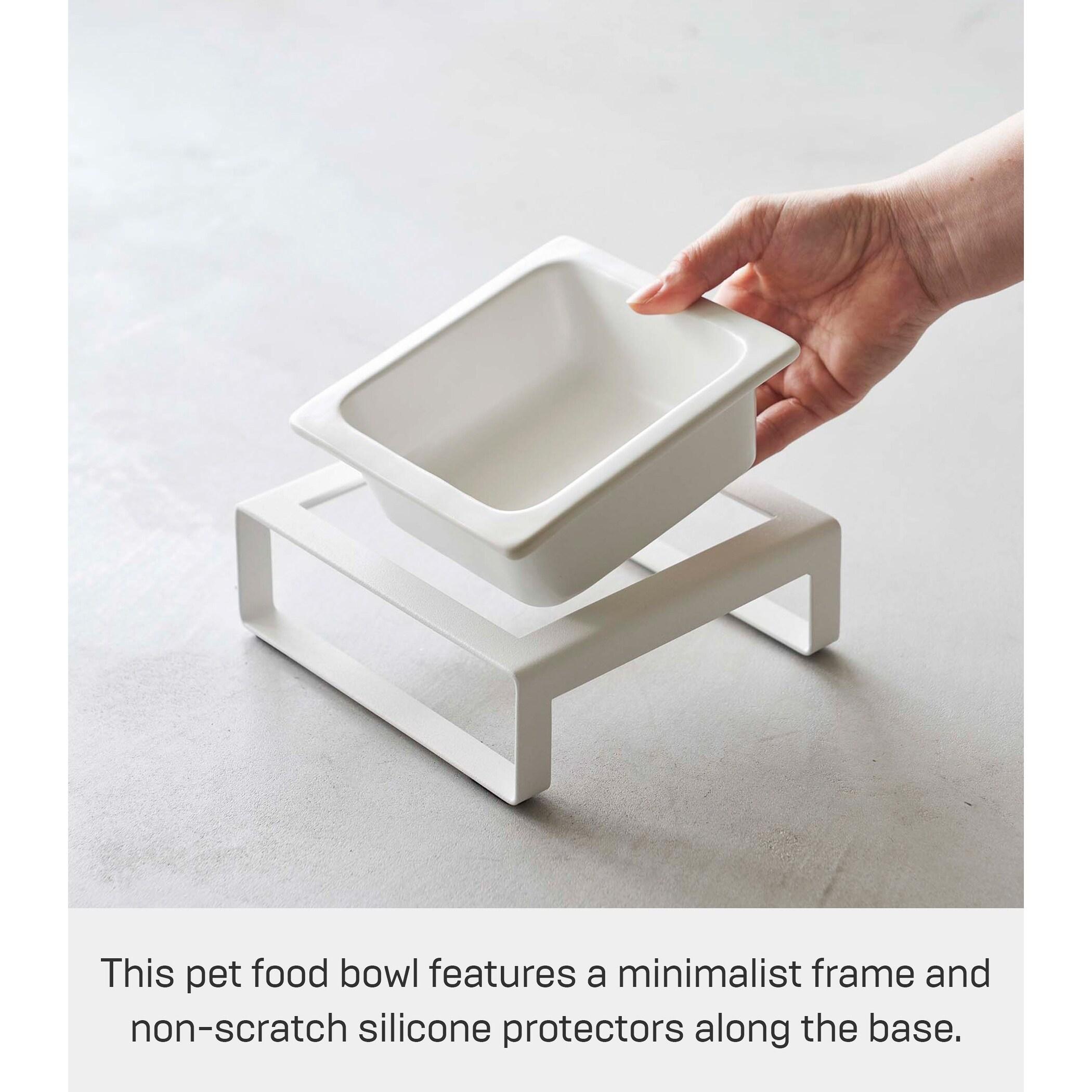 White Ceramic Pet Bowl with Steel Stand