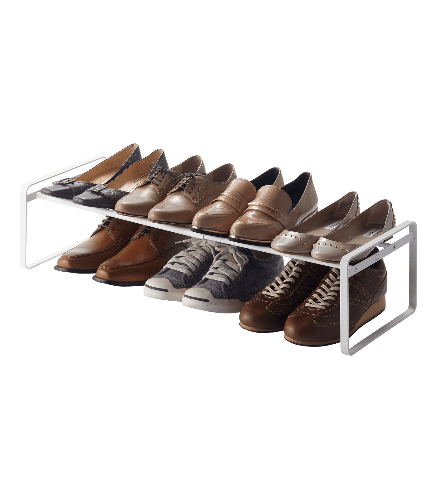 White Stackable Metal Shoe Rack with Adjustable Length