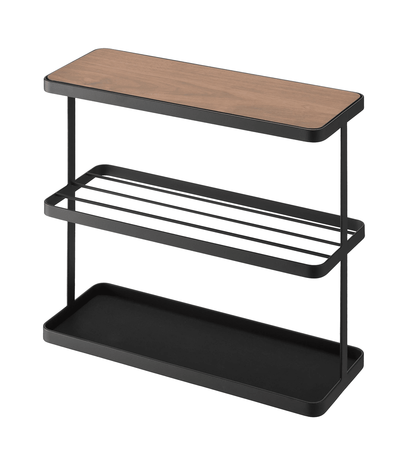 SlimFit Dark Brown Wood and Black Metal Narrow Side Table with Storage