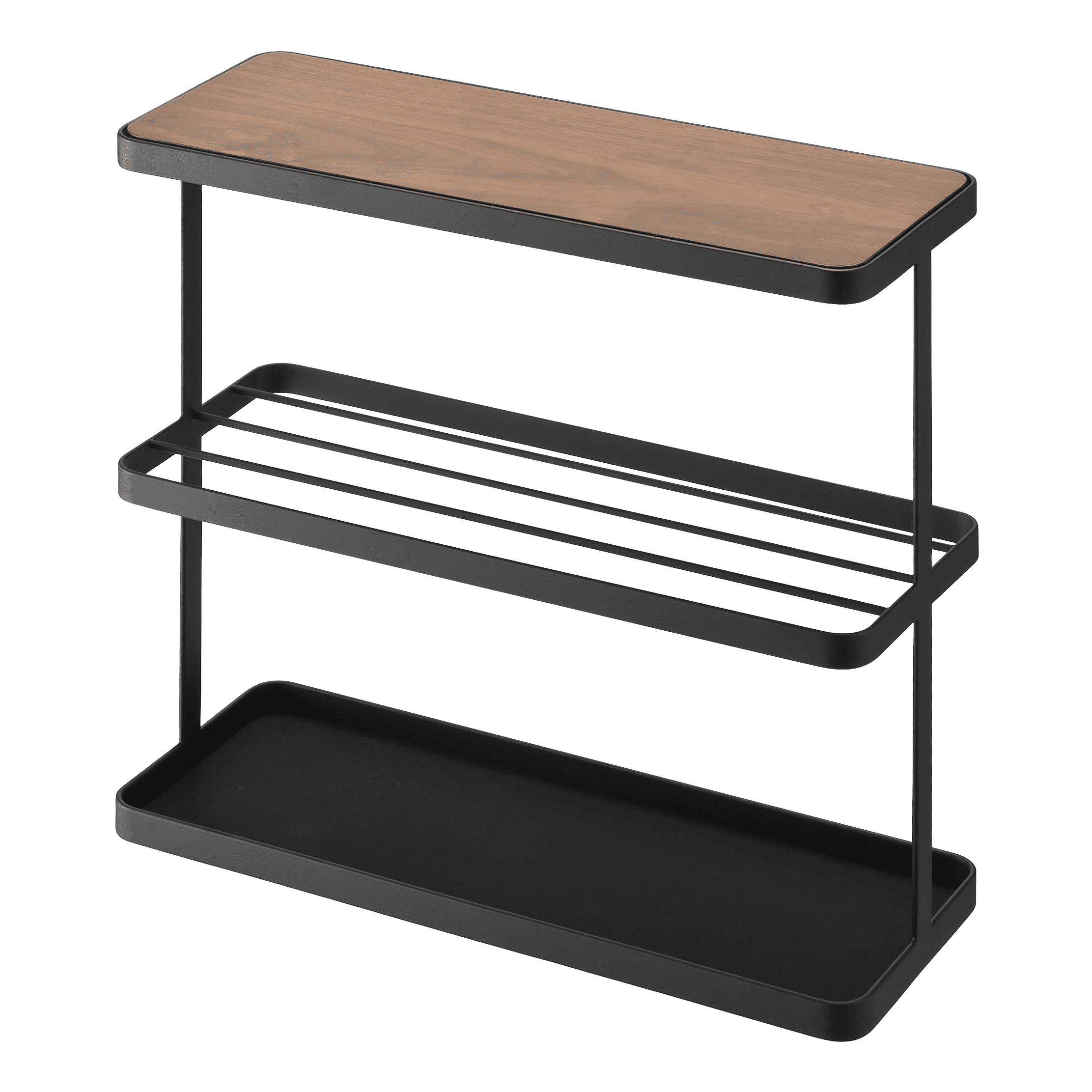 Yamazaki Home Tower Yamazaki Home Side Table With Storage Tier Shelves Narrow, Narrow Wooden And Metal End Table