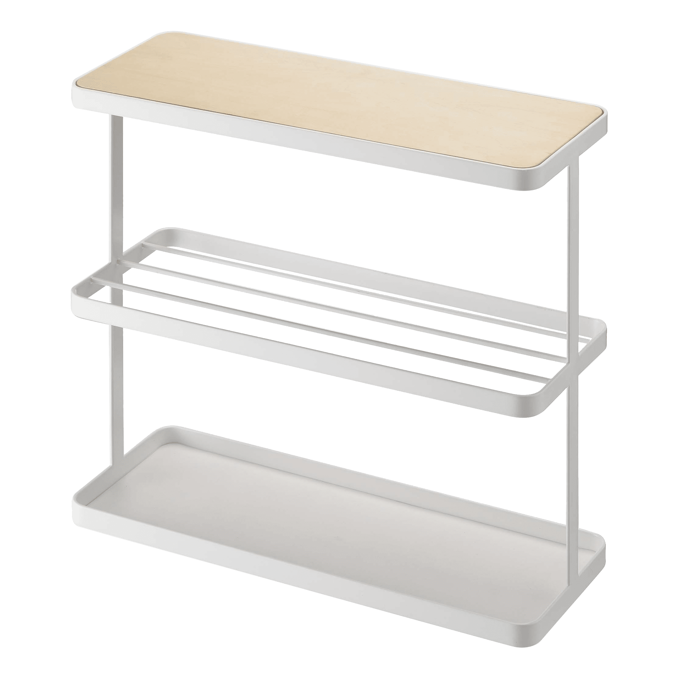Tower Yamazaki Home Side Table With Storage Tier Shelves Narrow, Narrow Wooden And Metal End Table