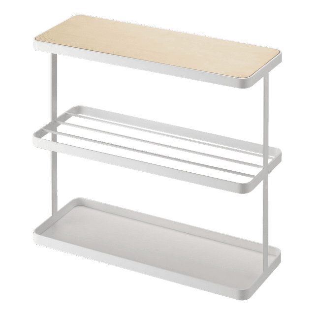 Tower Yamazaki Home Side Table With Storage Tier Shelves Narrow, Narrow Wooden And Metal End Table