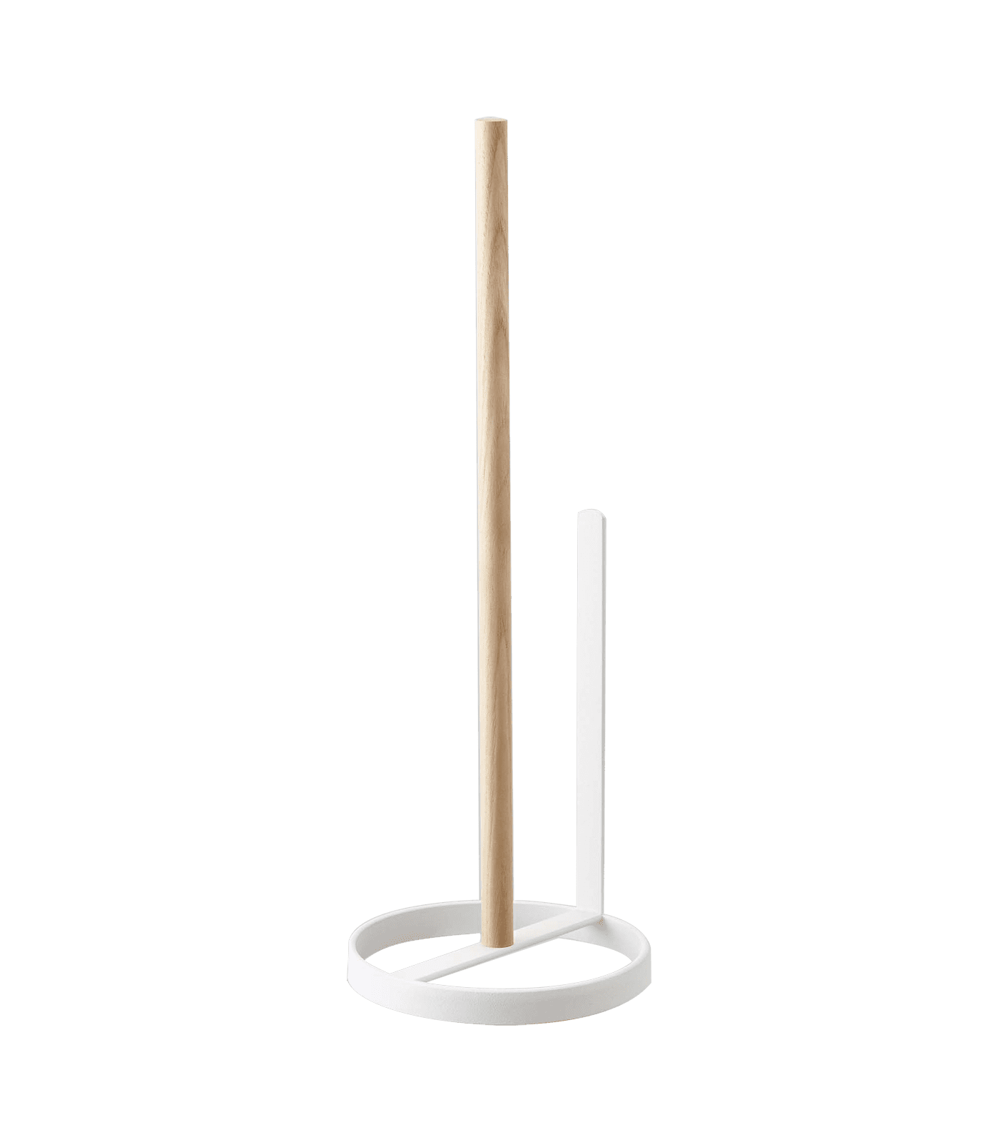 White Powder-Coated Steel and Ash Toilet Paper Stand