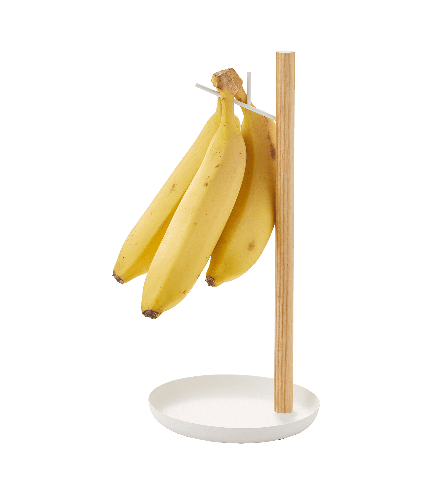 White Steel and Wood Banana Hanger Stand