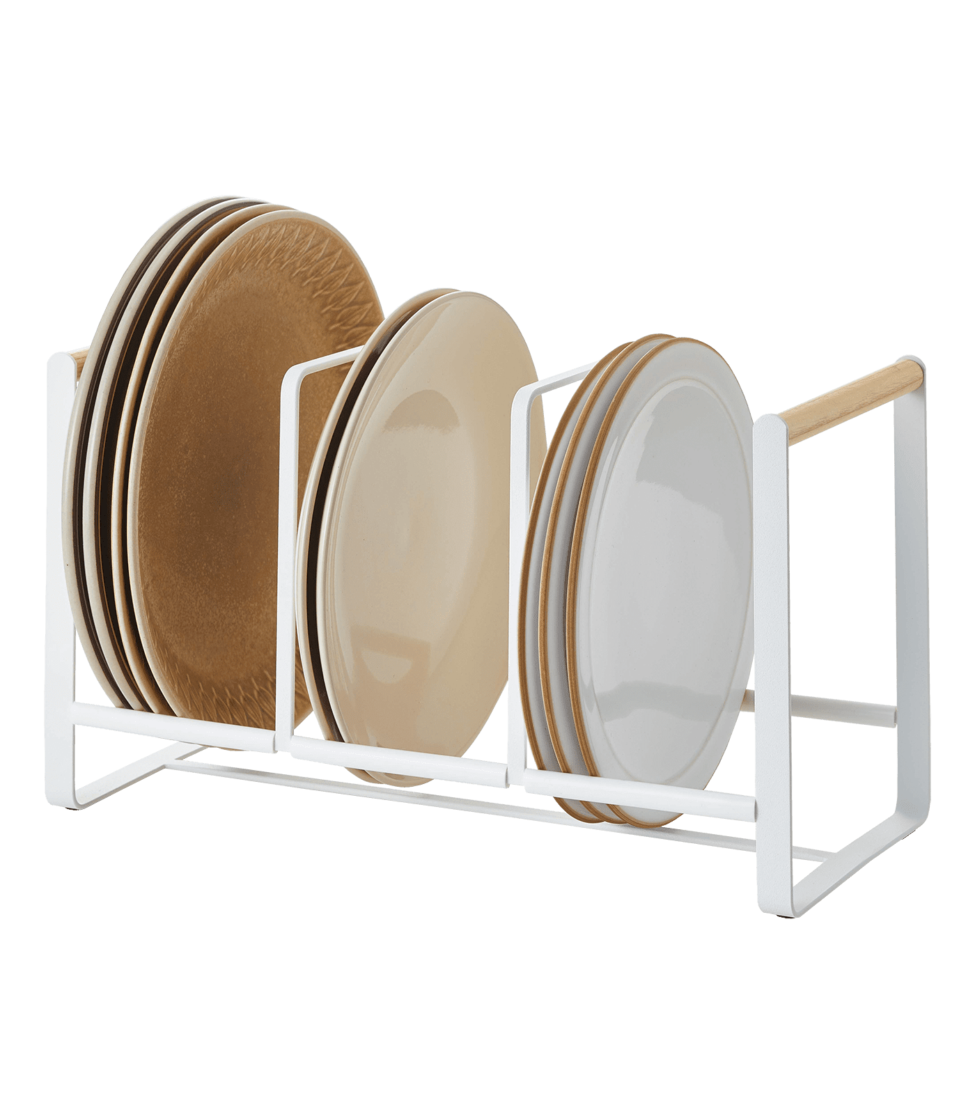 Tosca Wood-Accented Metal Dish Storage Rack 13.6" Wide