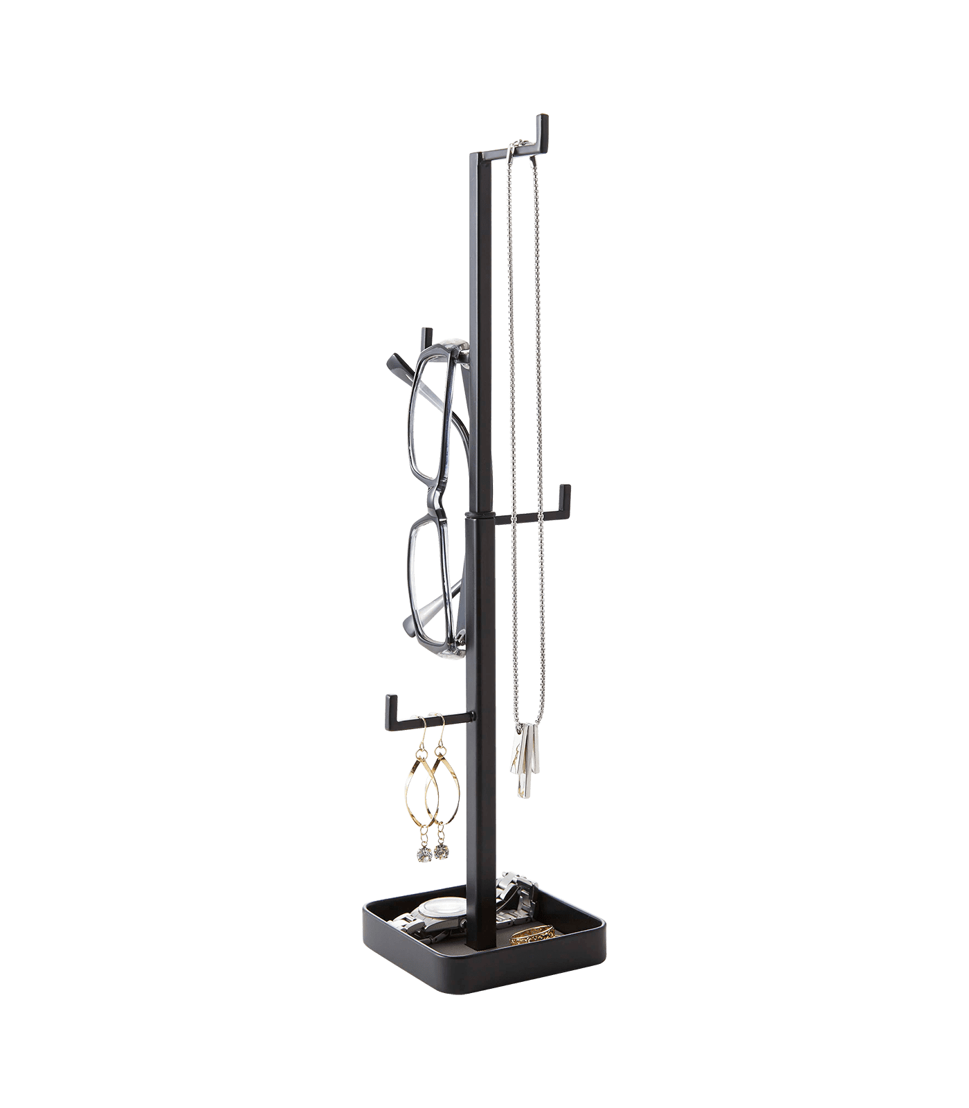 Black Metal Height-Adjustable Jewelry Tree Stand