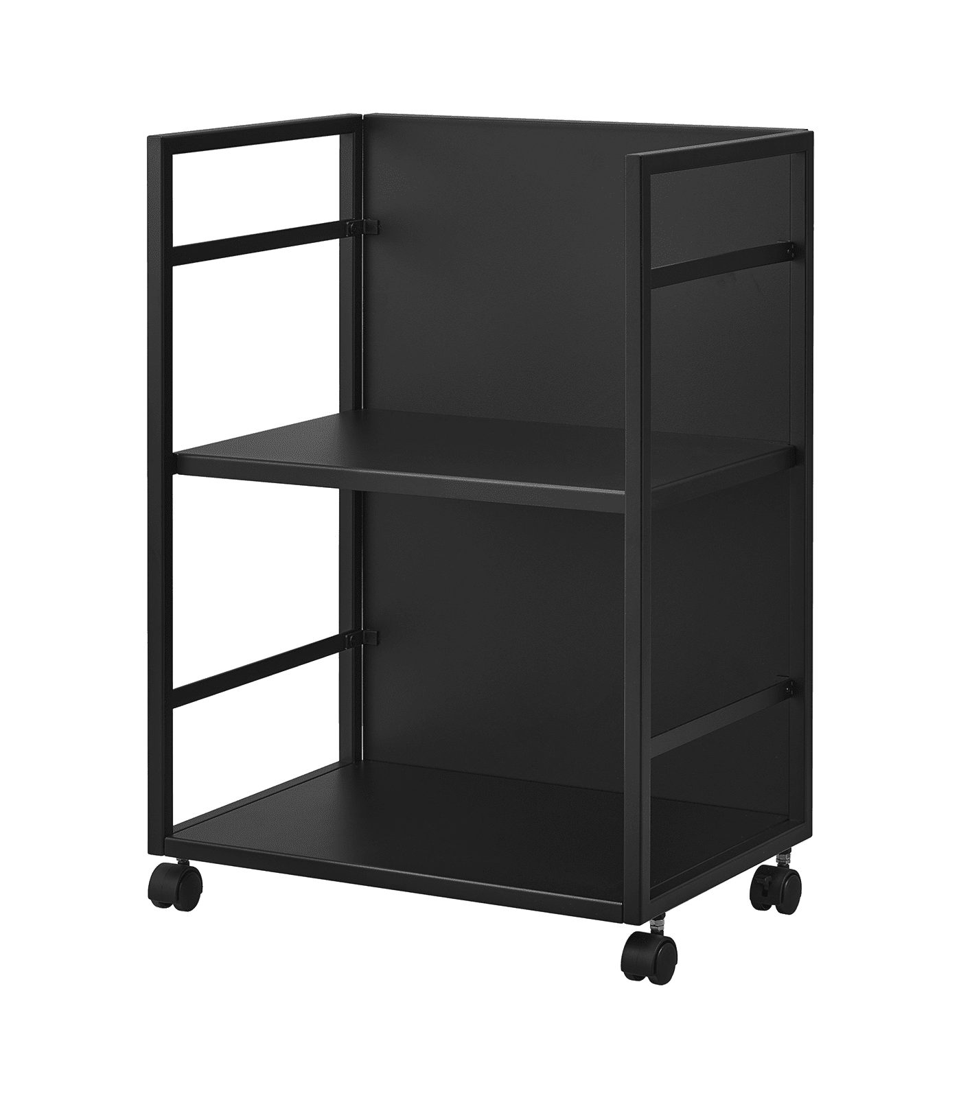 Black Two-Tier Hideaway Storage Cart with Adjustable Shelf