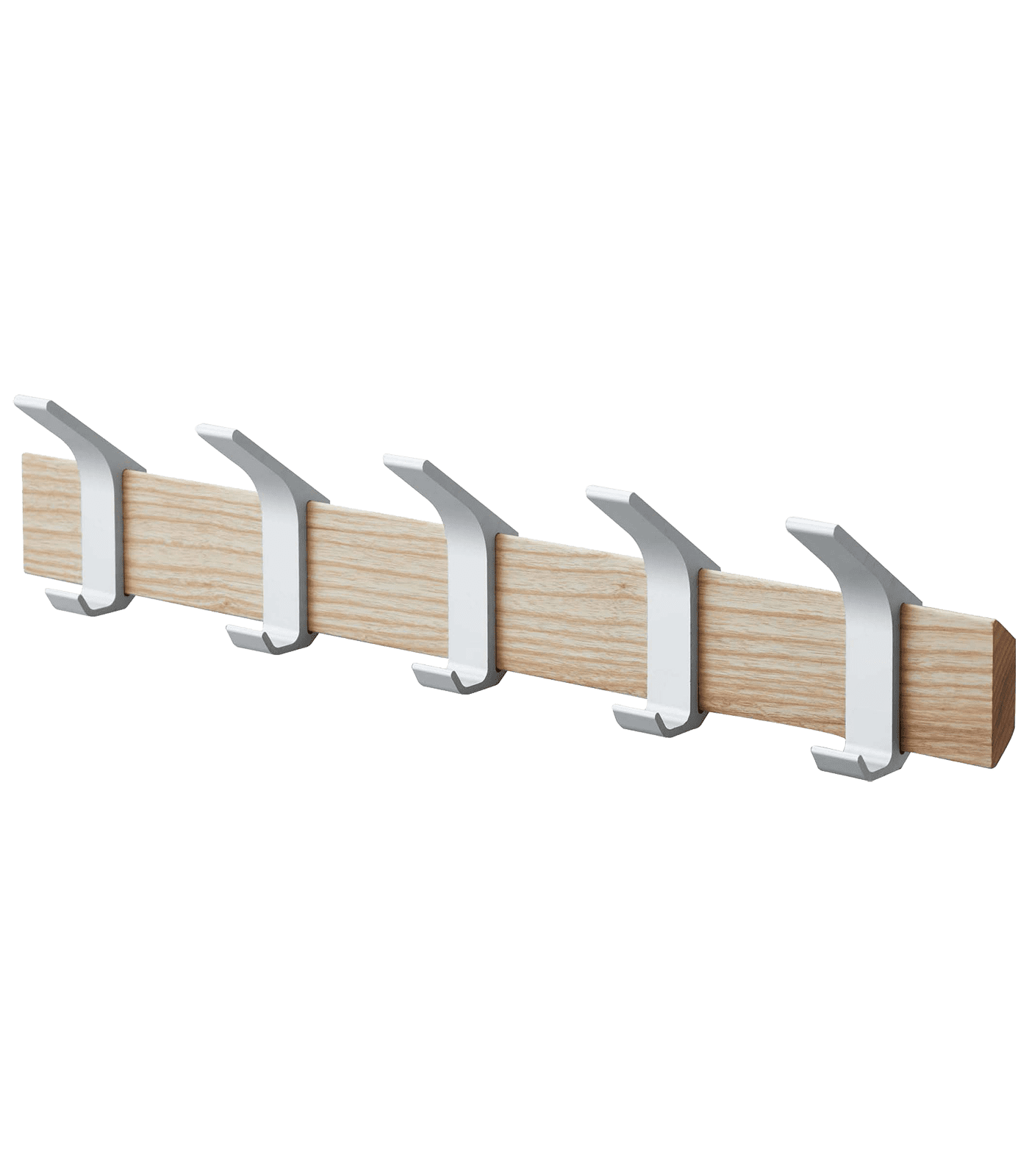 Adjustable Urban Sophisticate Wall-Mounted Coat Hanger in Natural Wood and Aluminum