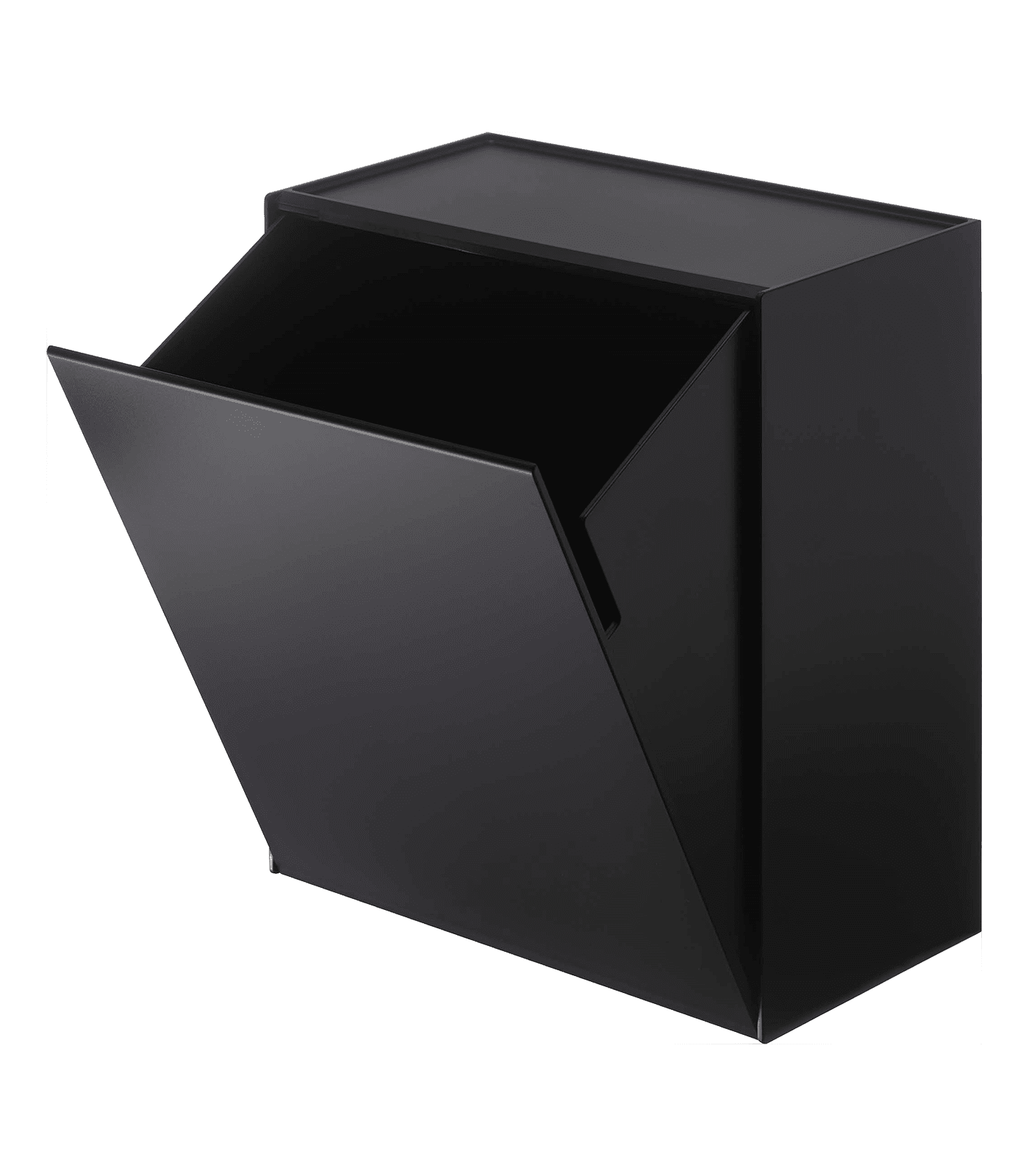 Black Wall-Mounted Plastic Storage and Trash Bin