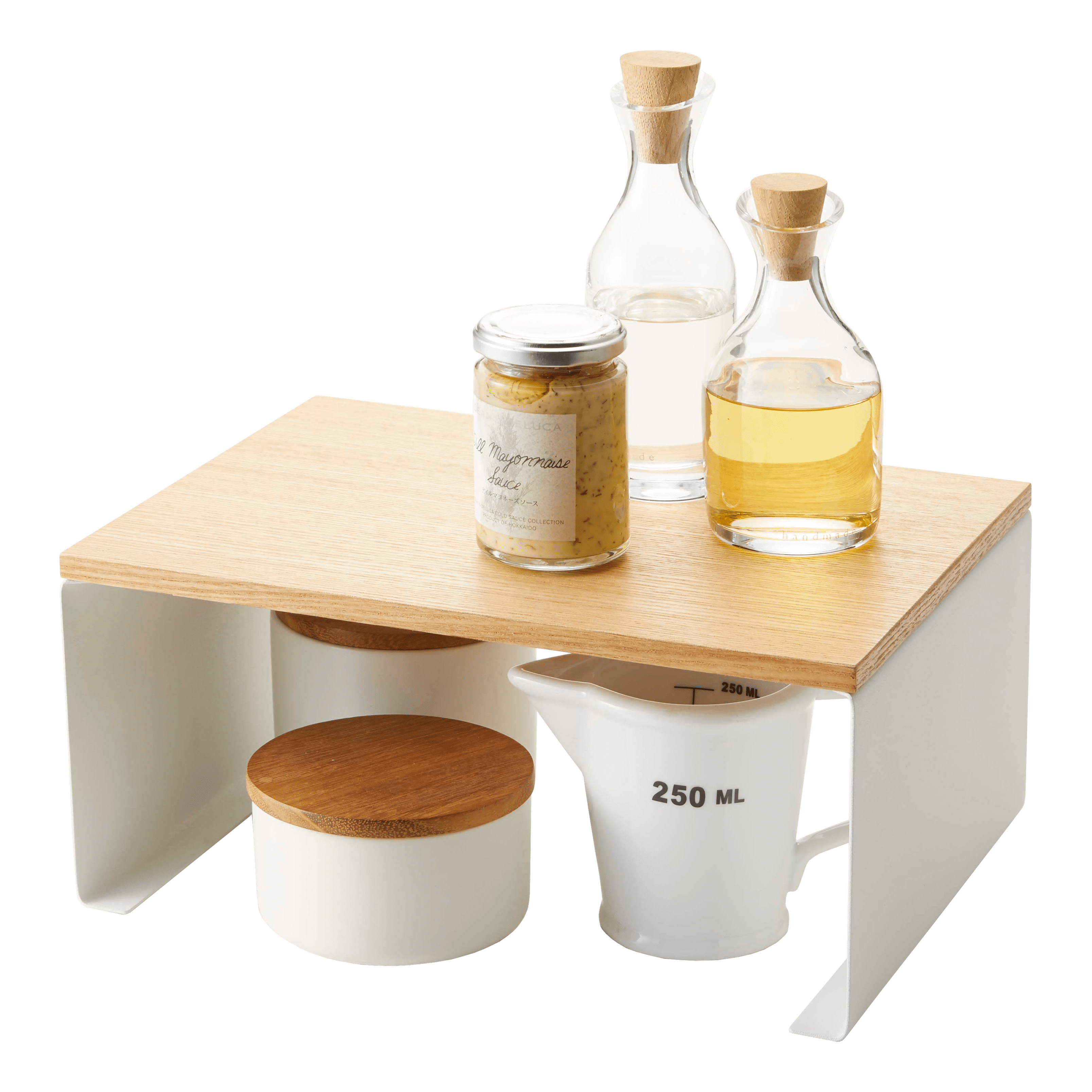 Tosca Yamazaki Home Wood-Top Stackable Kitchen Rack, Modern Counter Shelf Organizer