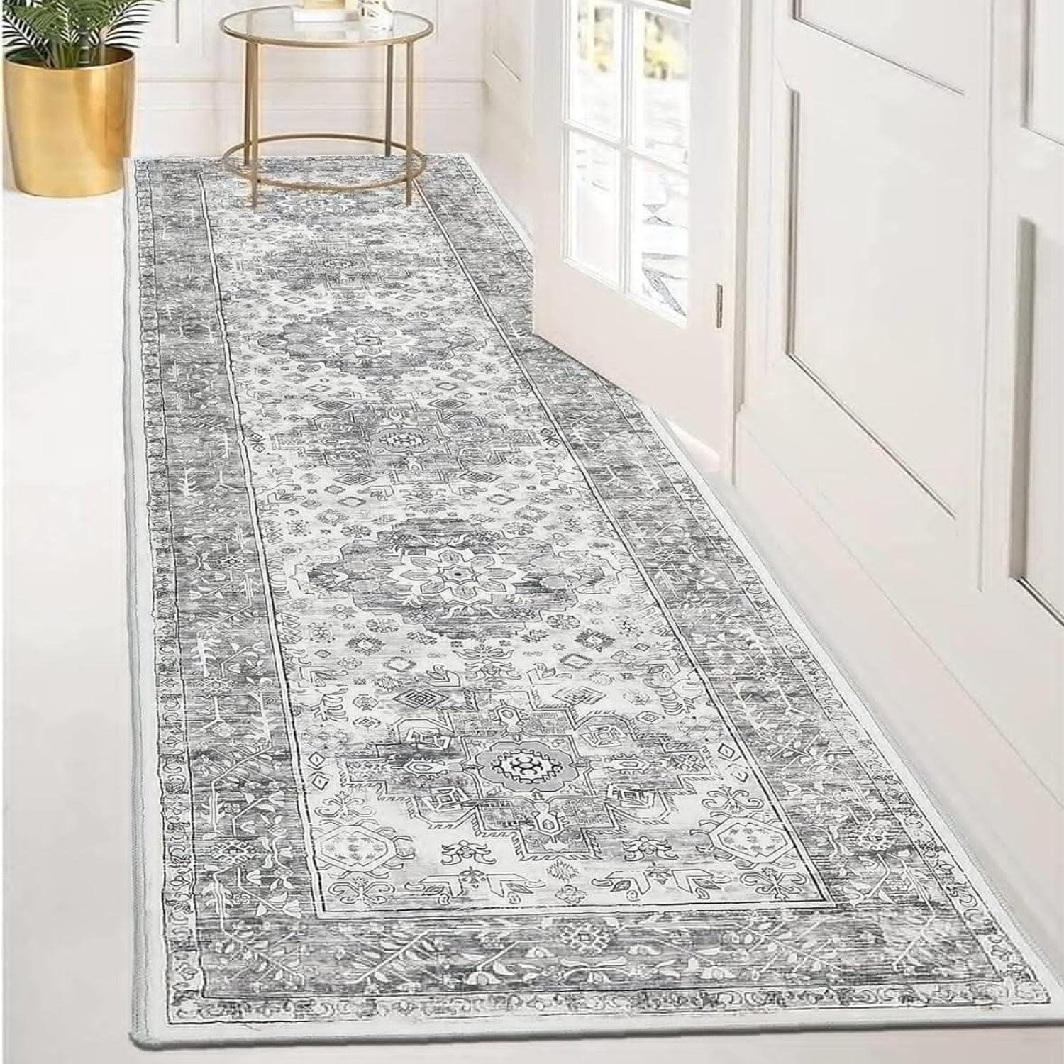2'x8' Rozetta Boho Medallion Textured Weave Indoor/Outdoor Runner Rug, Gray/Black - JONATHAN Y
