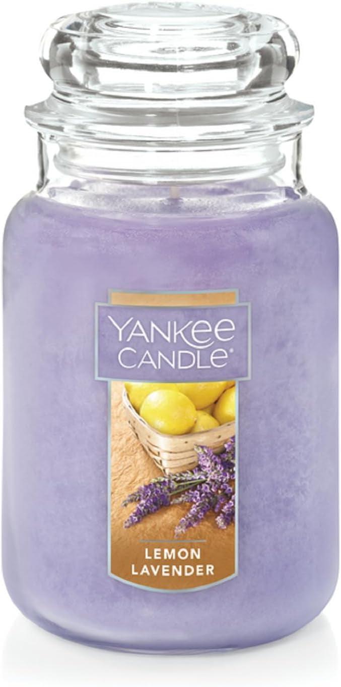 Yankee Candle Lemon Lavender Scented, Classic 22oz Large Jar Single Wick Candle, Over 110 Hours of Burn Time