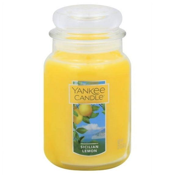 Yankee Candle Vela Sicilian con Aroma a Limón Premium Grado Parafina Wax con hasta 150 Horas de Combustión, Frasco Grande