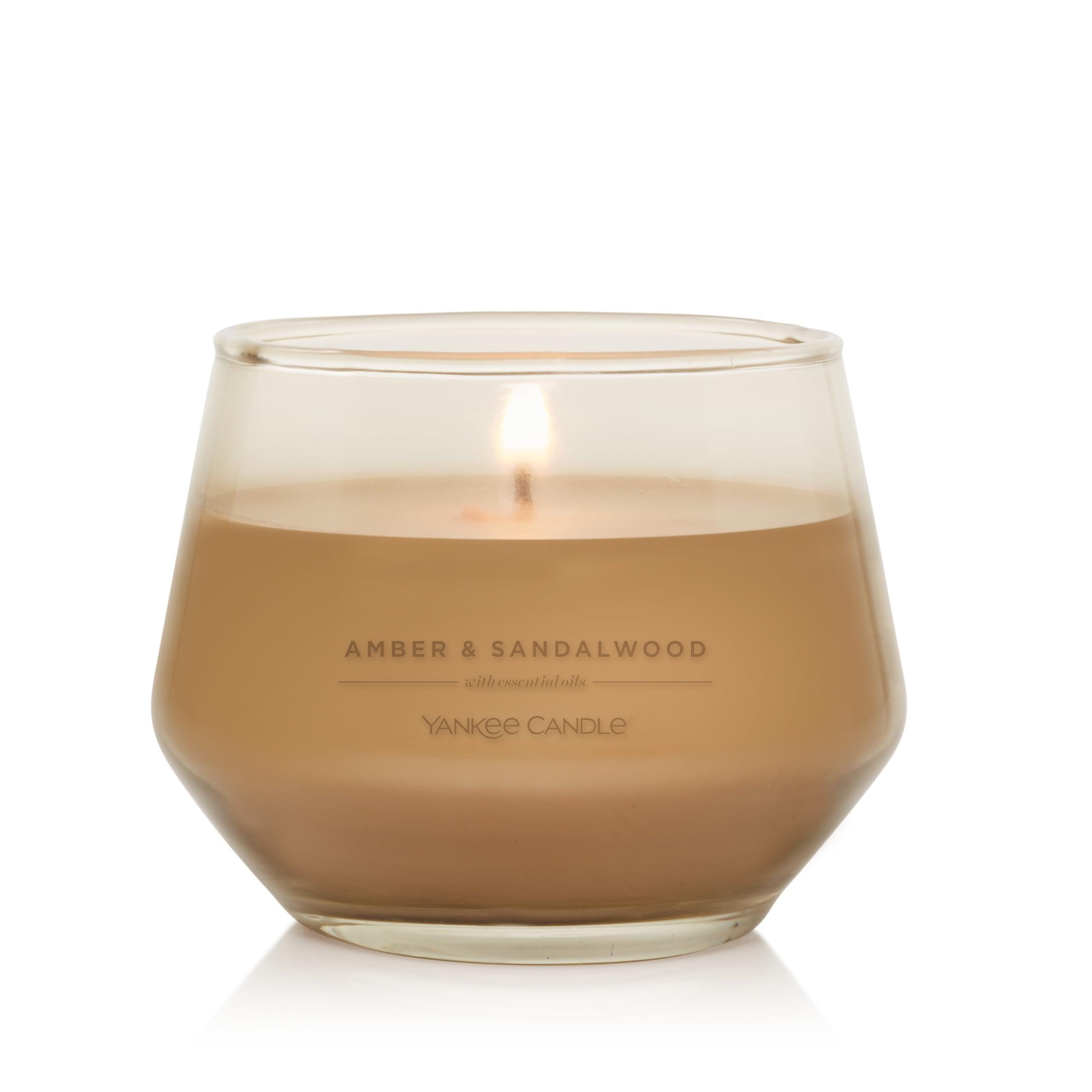 Yankee Candle Studio Medium Candle, Amber & Sandalwood, 10 oz: Long-Lasting, Essential-Oil Scented Soy Wax Blend Candle | 40-65 Hours of Burning Time