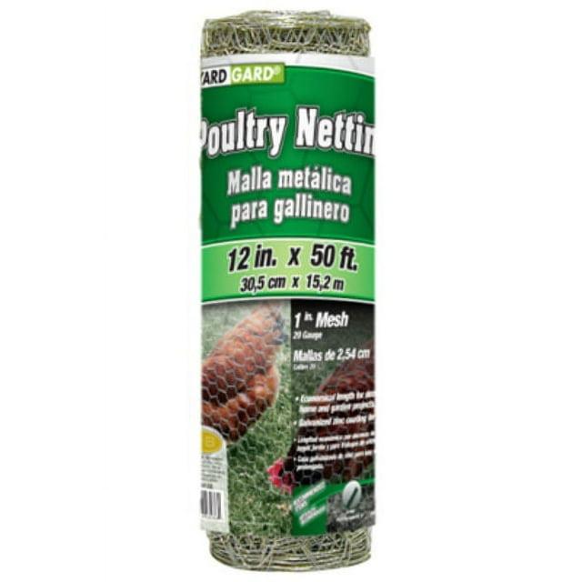YardGard 308415B Galvanized Poultry Netting, 20-Gauge, 1" Mesh, 12" x 50', Each