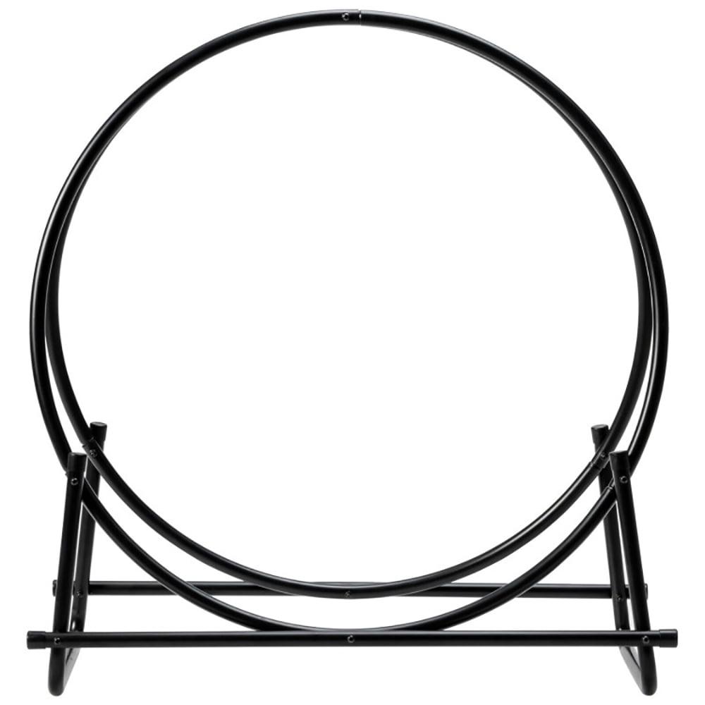 Yardi Yard 30-Inch Tubular Steel Log Hoop Firewood Storage Rack, Firewood Rack Outdoor, Heavy Duty Fire Logs Stand Stacker Holder for Fireplace Metal Lumber Storage Carrier Organizer