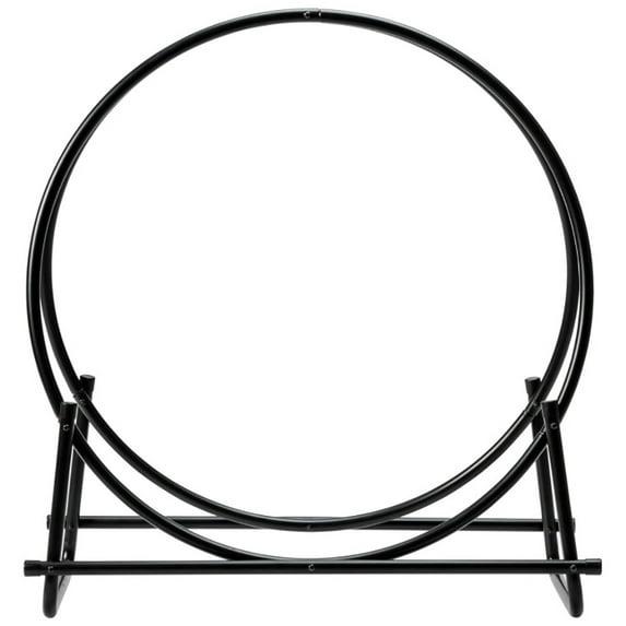 Yardi Yard 30-Inch Tubular Steel Log Hoop Firewood Storage Rack, Firewood Rack Outdoor, Heavy Duty Fire Logs Stand Stacker Holder for Fireplace Metal Lumber Storage Carrier Organizer