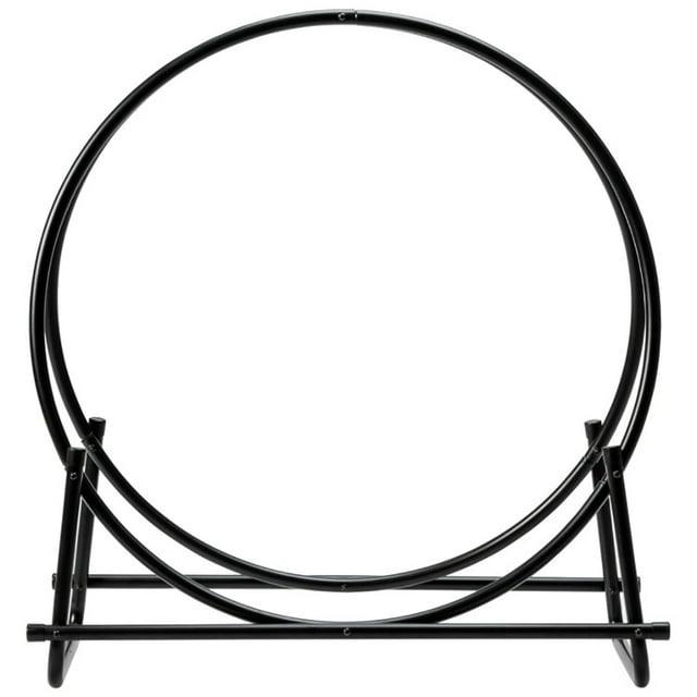 Yardi Yard 30-Inch Tubular Steel Log Hoop Firewood Storage Rack, Firewood Rack Outdoor, Heavy Duty Fire Logs Stand Stacker Holder for Fireplace Metal Lumber Storage Carrier Organizer
