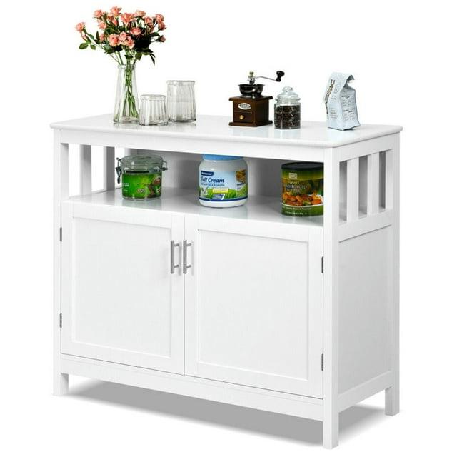 Costway Kitchen Buffet Server Sideboard Storage Cabinet w/2 Doors & Shelf White