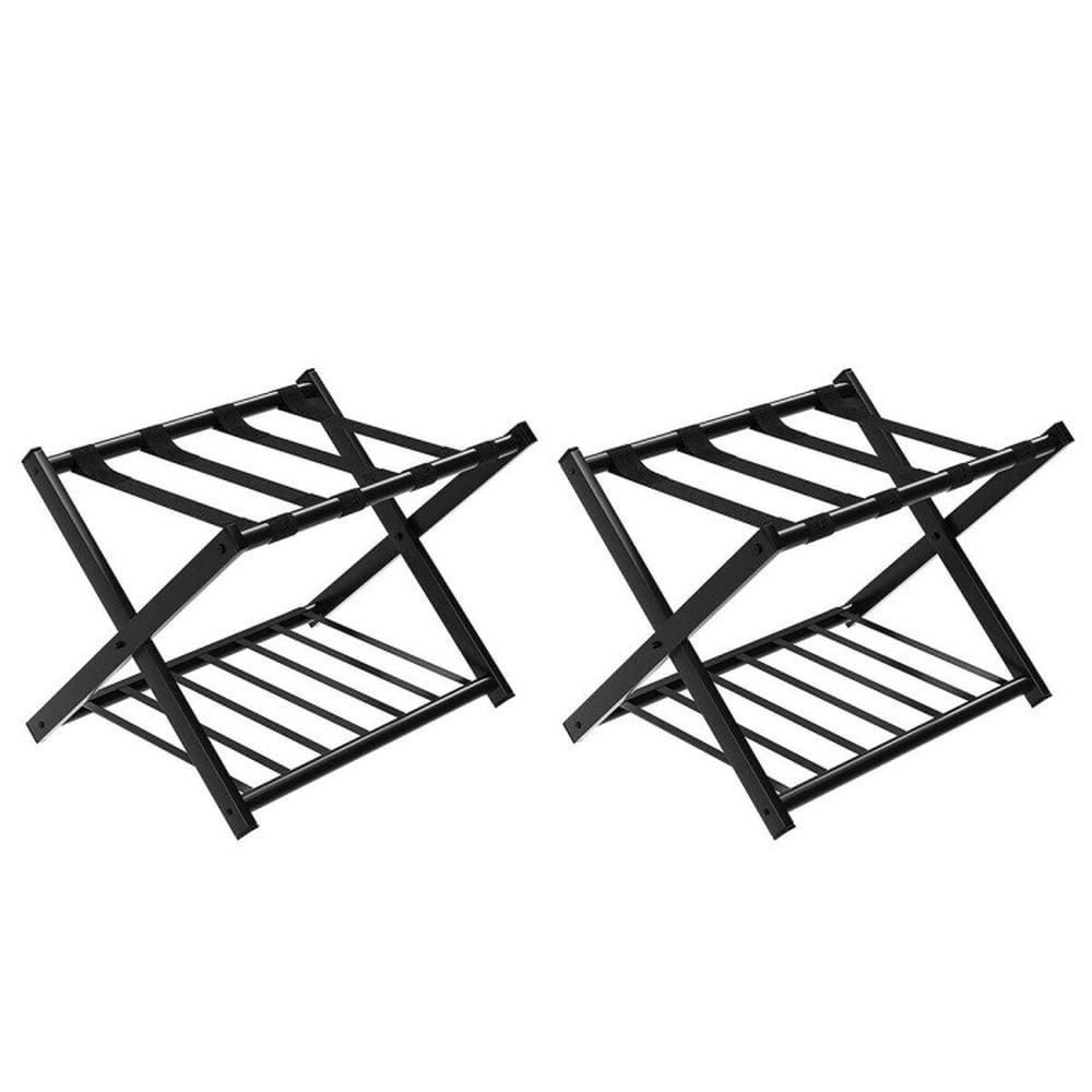 Folding Luggage Rack with Shelf Travel Suitcase