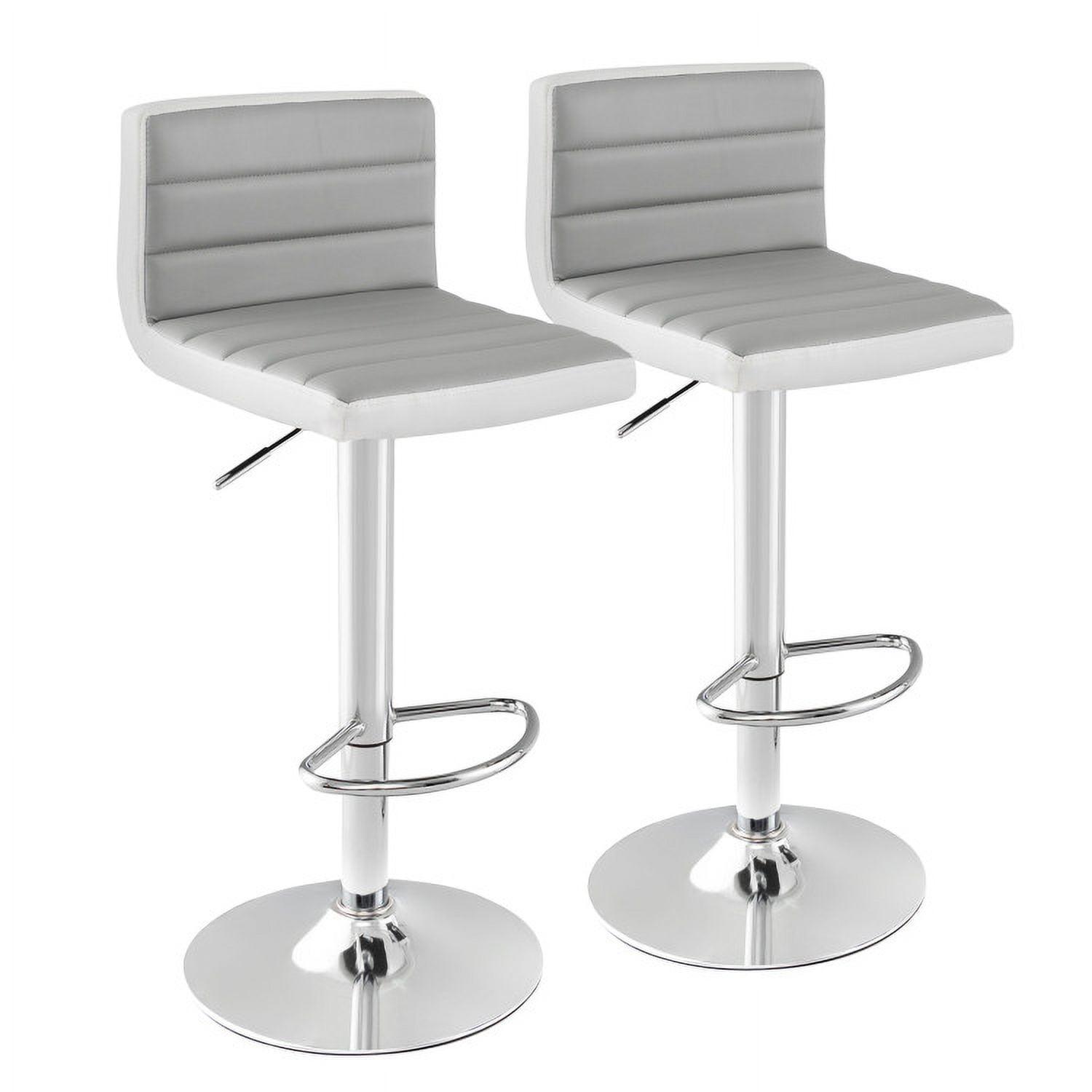 Set of 2 Gray and White Adjustable Swivel Bar Stools