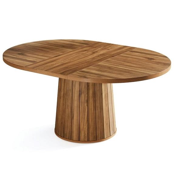 Millwood Pines 55 Inch Oval Dining Table With Wood Base For Dining Room, Kitchen