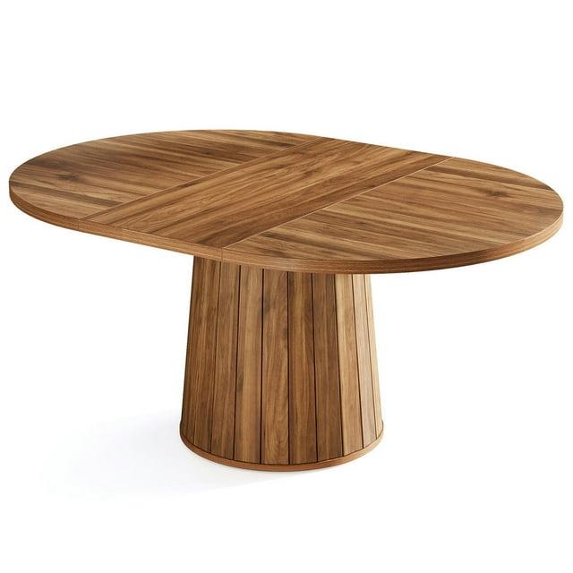 Millwood Pines 55 Inch Oval Dining Table With Wood Base For Dining Room, Kitchen