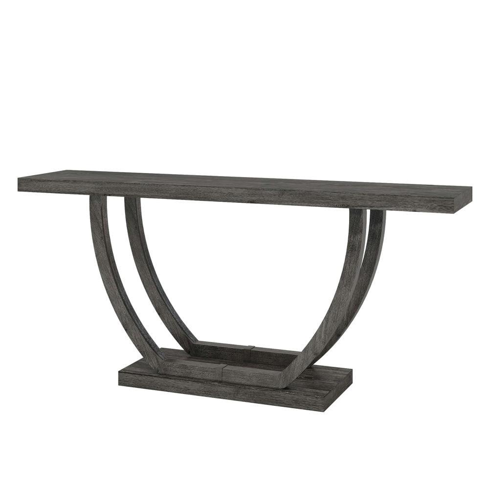 Resenkos Entryway Table, Console Sofa Table,63" Farmhouse Console Table, 2-Tier Entryway Sofa Table Gray
