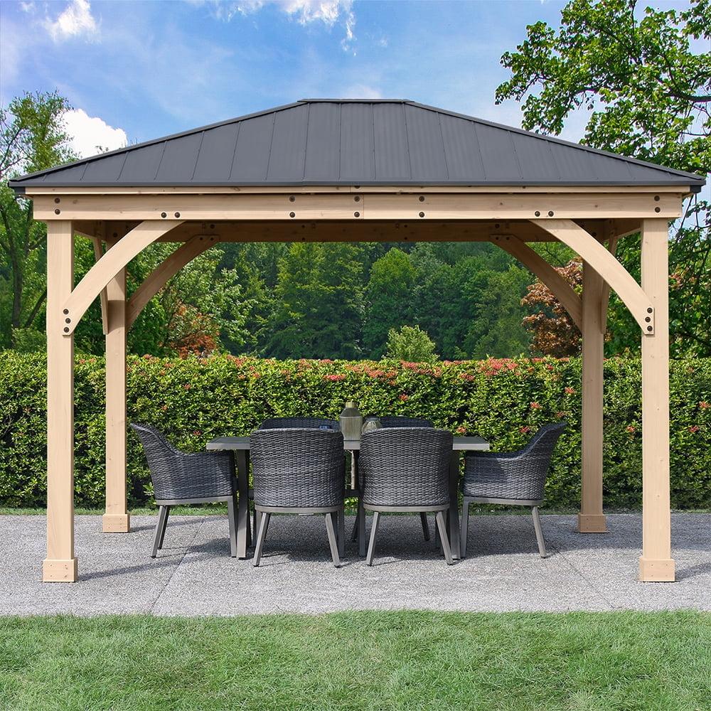 Meridian 11' x 13' Cedar Gazebo with Graphite Aluminum Roof