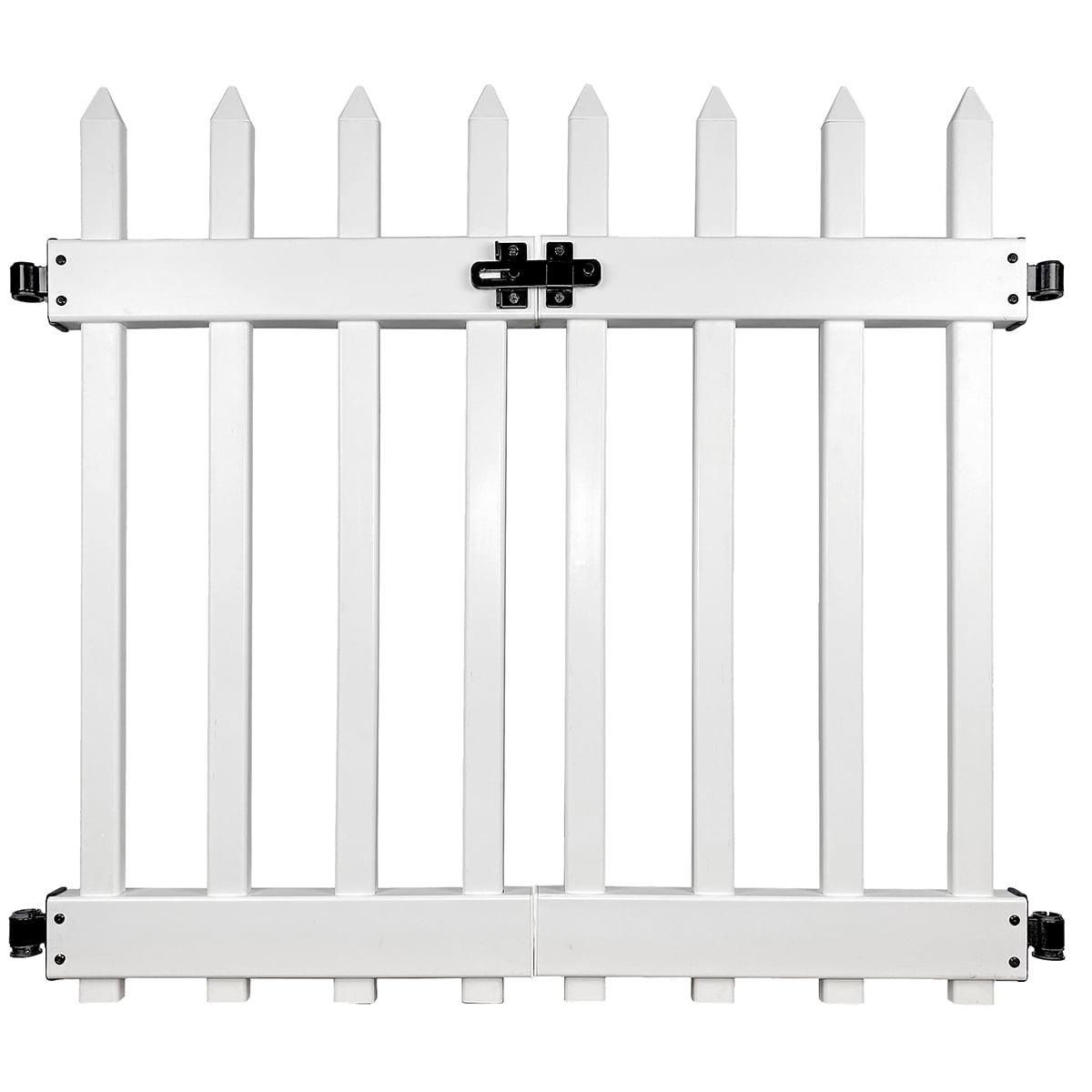 White Vinyl No-Dig Picket Fence Gate, 34 x 40 Inch